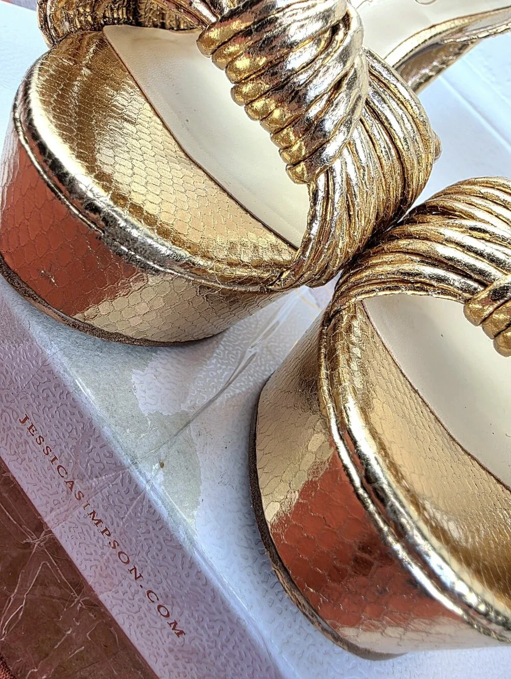 Jessica Simpson Immie Knotted Platform Sandals Gold